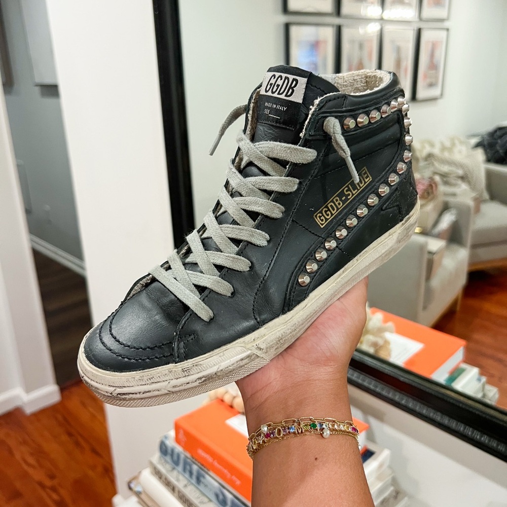 GGDB Black High-Top Sneakers with Studs